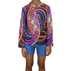 Multicolor Multi Color Circles Kids  Long Sleeve Swimwear by Pakrebo