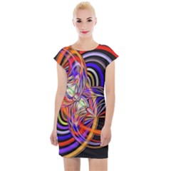 Multicolor Multi Color Circles Cap Sleeve Bodycon Dress by Pakrebo