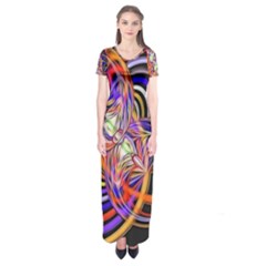 Multicolor Multi Color Circles Short Sleeve Maxi Dress by Pakrebo