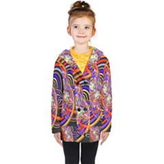 Multicolor Multi Color Circles Kids  Double Breasted Button Coat