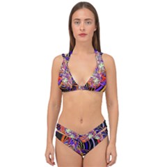 Multicolor Multi Color Circles Double Strap Halter Bikini Set by Pakrebo