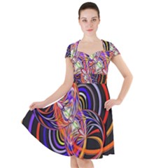 Multicolor Multi Color Circles Cap Sleeve Midi Dress by Pakrebo