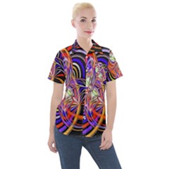 Multicolor Multi Color Circles Women s Short Sleeve Pocket Shirt