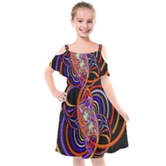 Multicolor Multi Color Circles Kids  Cut Out Shoulders Chiffon Dress by Pakrebo