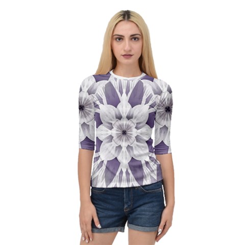 Fractal Floral Pattern Decorative Quarter Sleeve Raglan Tee by Pakrebo