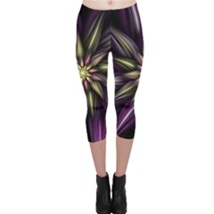 Fractal Flower Floral Abstract Capri Leggings  by Pakrebo