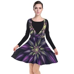 Fractal Flower Floral Abstract Plunge Pinafore Dress by Pakrebo