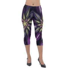 Fractal Flower Floral Abstract Lightweight Velour Capri Leggings  by Pakrebo