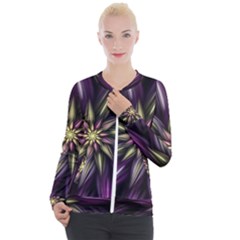 Fractal Flower Floral Abstract Casual Zip Up Jacket