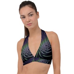 Fractal Fantasy Texture Purple Halter Plunge Bikini Top