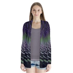 Fractal Fantasy Texture Purple Drape Collar Cardigan by Pakrebo