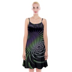 Fractal Fantasy Texture Purple Spaghetti Strap Velvet Dress