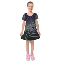 Fractal Fantasy Texture Purple Kids  Short Sleeve Velvet Dress by Pakrebo