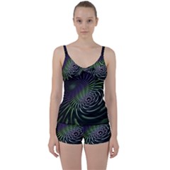 Fractal Fantasy Texture Purple Tie Front Two Piece Tankini by Pakrebo