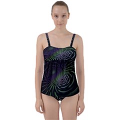 Fractal Fantasy Texture Purple Twist Front Tankini Set by Pakrebo