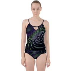 Fractal Fantasy Texture Purple Cut Out Top Tankini Set by Pakrebo