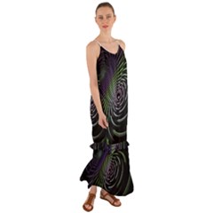 Fractal Fantasy Texture Purple Cami Maxi Ruffle Chiffon Dress