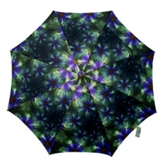 Fractal Painting Blue Floral Hook Handle Umbrellas (small) by Pakrebo