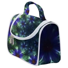 Fractal Painting Blue Floral Satchel Handbag