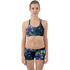 Fractal Painting Blue Floral Back Web Gym Set by Pakrebo