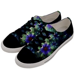 Fractal Painting Blue Floral Men s Low Top Canvas Sneakers by Pakrebo