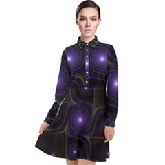 Fractal Colors Pattern Abstract Long Sleeve Chiffon Shirt Dress