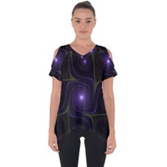 Fractal Colors Pattern Abstract Cut Out Side Drop Tee by Pakrebo