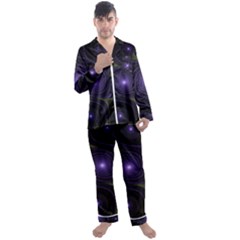 Fractal Colors Pattern Abstract Men s Satin Pajamas Long Pants Set