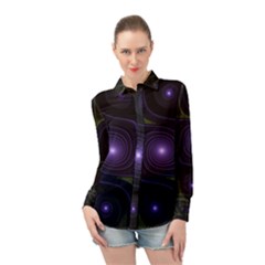 Fractal Colors Pattern Abstract Long Sleeve Chiffon Shirt