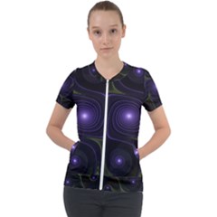 Fractal Colors Pattern Abstract Short Sleeve Zip Up Jacket