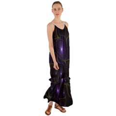 Fractal Colors Pattern Abstract Cami Maxi Ruffle Chiffon Dress