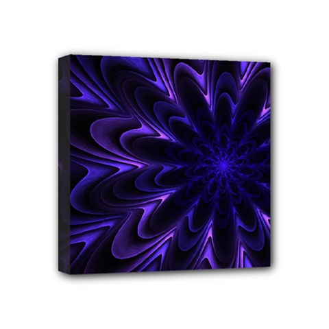 Fractal Blue Mandala Digital Mini Canvas 4  X 4  (stretched) by Pakrebo