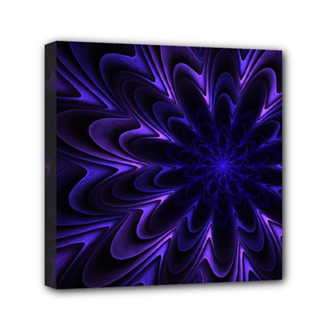 Fractal Blue Mandala Digital Mini Canvas 6  X 6  (stretched) by Pakrebo