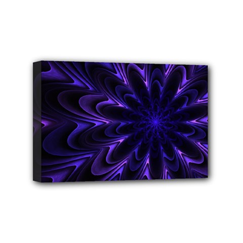 Fractal Blue Mandala Digital Mini Canvas 6  X 4  (stretched) by Pakrebo