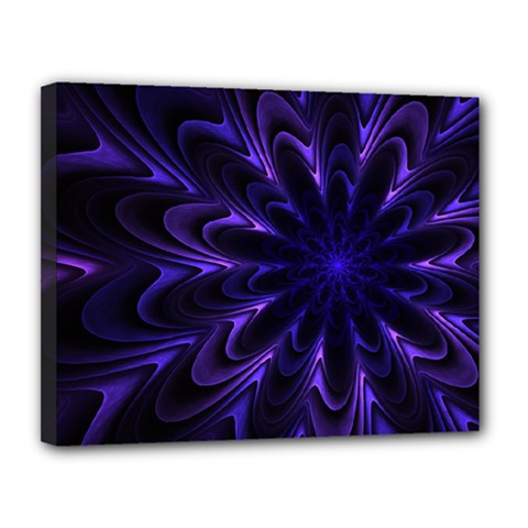 Fractal Blue Mandala Digital Canvas 14  X 11  (stretched) by Pakrebo