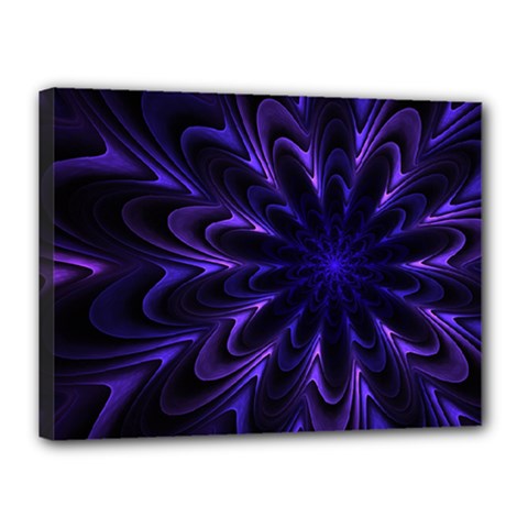 Fractal Blue Mandala Digital Canvas 16  X 12  (stretched) by Pakrebo