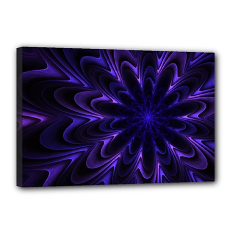 Fractal Blue Mandala Digital Canvas 18  X 12  (stretched) by Pakrebo