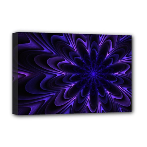 Fractal Blue Mandala Digital Deluxe Canvas 18  X 12  (stretched) by Pakrebo