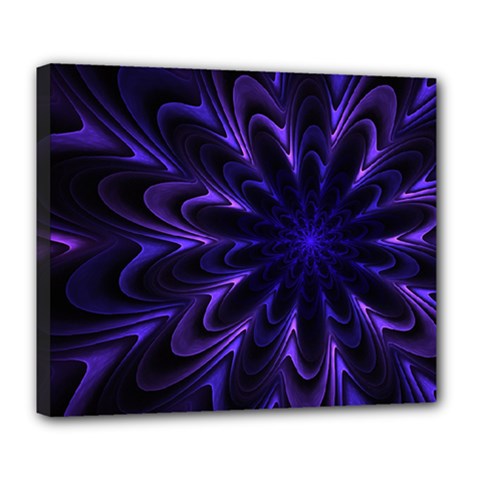 Fractal Blue Mandala Digital Deluxe Canvas 24  X 20  (stretched) by Pakrebo