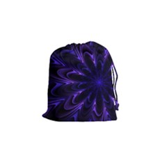 Fractal Blue Mandala Digital Drawstring Pouch (small) by Pakrebo