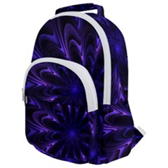 Fractal Blue Mandala Digital Rounded Multi Pocket Backpack