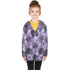 Fractal Flower Lavender Art Kids  Double Breasted Button Coat by Pakrebo