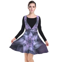 Fractal Flower Lavender Art Plunge Pinafore Dress by Pakrebo