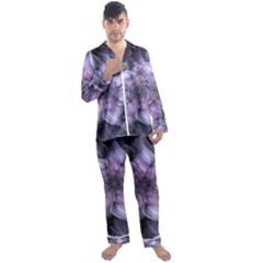 Fractal Flower Lavender Art Men s Satin Pajamas Long Pants Set