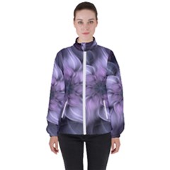 Fractal Flower Lavender Art Women s High Neck Windbreaker by Pakrebo