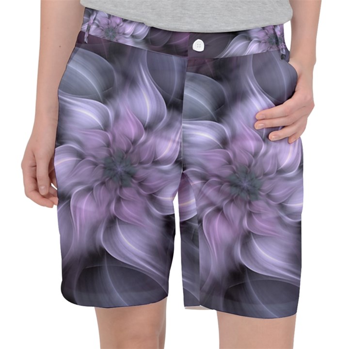 Fractal Flower Lavender Art Pocket Shorts