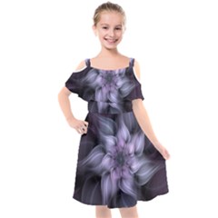 Fractal Flower Lavender Art Kids  Cut Out Shoulders Chiffon Dress