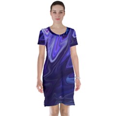 Deep Space Stars Blue Purple Short Sleeve Nightdress by Pakrebo