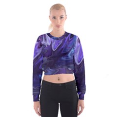 Deep Space Stars Blue Purple Cropped Sweatshirt by Pakrebo