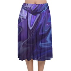 Deep Space Stars Blue Purple Velvet Flared Midi Skirt